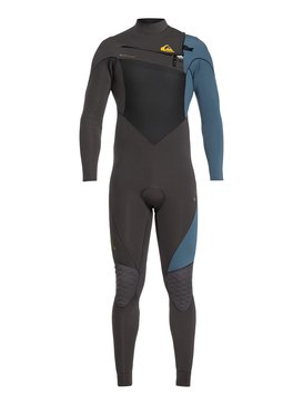 quiksilver, 4/3mm Highline Plus - Traje de surf con cremallera en el pecho, JET BLACK/BLUE STEEL (xkbs) 4/3mm Highline Plus - Chest Zip Wetsuit EQYW103059