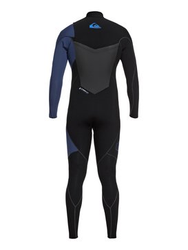 quiksilver, 3/2mm Highline Plus - Traje de surf con cremallera en el pecho para Hombre, BLACK/IODINE BLUE (xkkb) 3/2mm Highline Plus - Chest Zip Wetsuit for Men EQYW103060