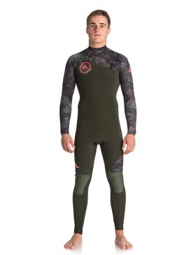 quiksilver, 5/4/3mm Syncro Series - Traje de surf GBS con cremallera en el pecho para Hombre, DARK IVY/ CAMO/ SHRIMP PINK (xgcn) 5/4/3mm Syncro Series - Chest Zip GBS Wetsuit for Men EQYW103066