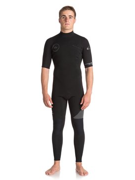 quiksilver, 2mm Syncro Series - Combinaison de surf intégrale à manches courtes, BLACK/ BLACK/ JET BLACK (xkkk) 2mm Syncro Series Back Zip FLT - Short Sleeve Full Wetsuit EQYW303005