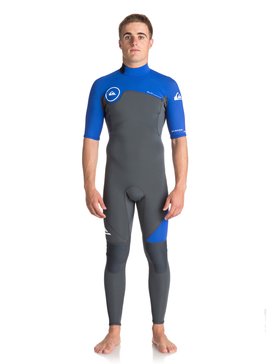 quiksilver, 2mm Syncro Series - Combinaison de surf intégrale à manches courtes, GUN METAL/ HV ROYAL/ WHITE (xkpw) 2mm Syncro Series Back Zip FLT - Short Sleeve Full Wetsuit EQYW303005