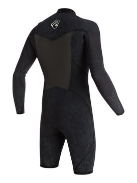 quiksilver, Короткий мужской гидрокостюм с длинным рукавом и нагрудной молнией High Dye 2/2mm, BLACK (kvj0) High Dye 2/2mm - Chest Zip Long Sleeve Springsuit EQYW403003
