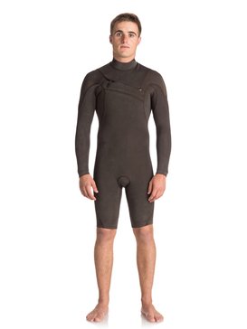 quiksilver, 2/2mm Quiksilver Originals Monochrome - Chest Zip Long Sleeve Springsuit, SEAL BROWN (ktq0) 2/2mm Quiksilver Originals Monochrome - Chest Zip Long Sleeve Springsuit EQYW403008