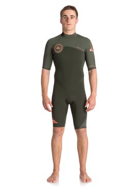quiksilver, 2/2mm Syncro Series - Muta estiva FLT a maniche corte con zip posteriore, DARK IVY/ IVY/ SHRIMP PINK (xcgn) 2/2mm Syncro Series - Short Sleeve Back Zip FLT Springsuit EQYW503006
