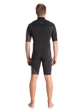 quiksilver, 2/2mm Highline Series - Traje de Surf de Primavera con Manga Corta sin Cremallera, HEATHER BLACK/ BLACK/ JET BLAC (xkkk) 2/2mm Highline Series - Zipperless Short Sleeve Springsuit EQYW503007