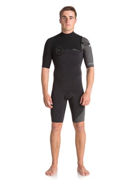 quiksilver, 2/2mm Highline Series - Traje de Surf de Primavera con Manga Corta sin Cremallera, HEATHER BLACK/ BLACK/ JET BLAC (xkkk) 2/2mm Highline Series - Zipperless Short Sleeve Springsuit EQYW503007