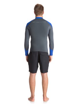 quiksilver, 1mm Syncro Series - Langärmliges Neopren-Surf-Top für Männer, GUN METAL/ HV ROYAL/ WHITE (xkpw) 1mm Syncro Series - Long Sleeve Neoprene Surf Top for Men EQYW803008