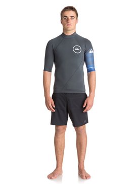 quiksilver, 1mm Syncro Series - Haut manches courtes en néoprène pour Homme, GUN METAL/ HV ROYAL/ WHITE (xkpw) 1mm Syncro Series - Short Sleeve Neoprene Top for Men EQYW903003