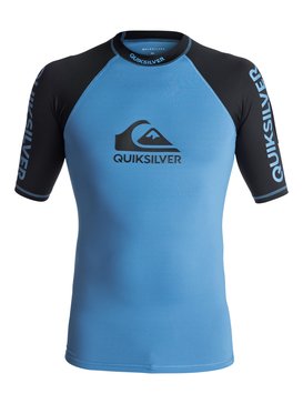 quiksilver, On Tour - Licra de Manga Corta con Protección Solar UPF 50, BRILLIANT BLUE/ BLACK (xbbk) On Tour - Short Sleeve UPF 50 Rash Vest EQYWR03075