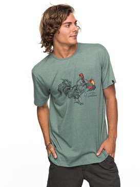 quiksilver, Heather Rooster Vibe - T Shirt col rond pour Homme, TRELLIS HEATHER (bkwh) Heather Rooster Vibe - T-Shirt for Men EQYZT04740