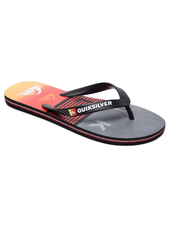 quiksilver, Boy's 8-16 Molokai Word Block Flip-Flops, BLACK/GREY/YELLOW (xksy) 0 Boy's 8-16 Molokai Word Block Flip-Flops Black AQBL100370 Quiksilver