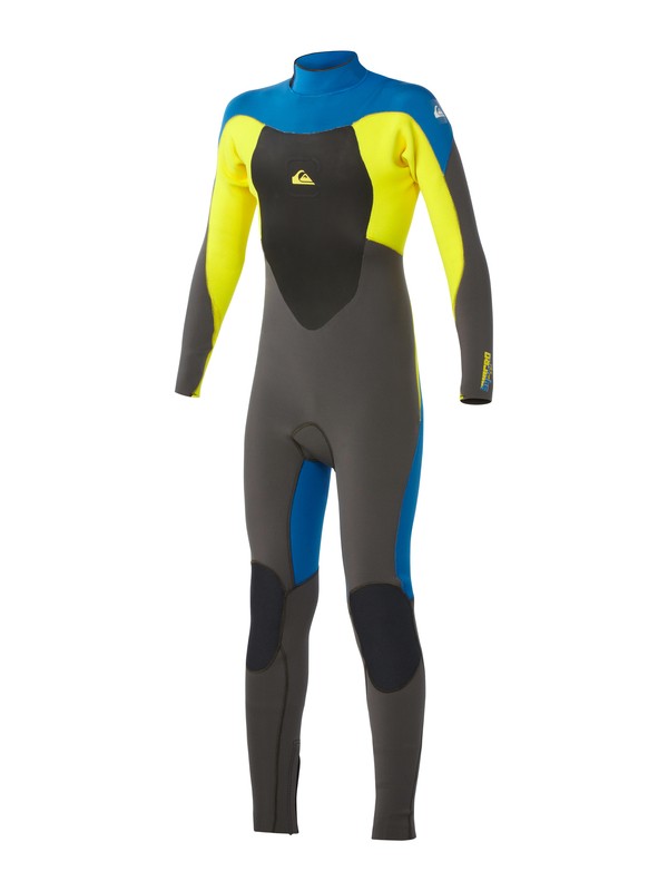 quiksilver, Syncro 3/2mm Fullsuit Back Zip, GRAPHITE/BLUE/YELLOW (xkby) 0 Syncro 3/2mm Fullsuit Back Zip AQBW103003 Quiksilver