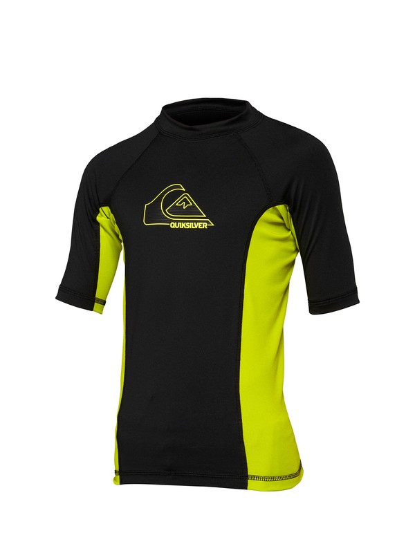quiksilver, Boys Dob Short Sleeve Rashguard, BLACK GREEN (bgn) 0 Boys Dob Short Sleeve Rashguard AQBWR00004 Quiksilver