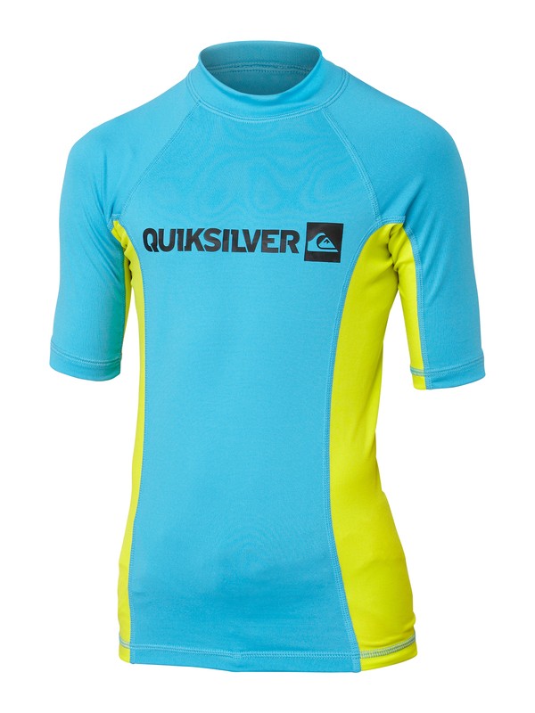 quiksilver, Boys Prime Short Sleeve Rashguard, CYAN/CITRIC ACID (xbbg) 0 Boys Prime Short Sleeve Rashguard AQBWR00042 Quiksilver
