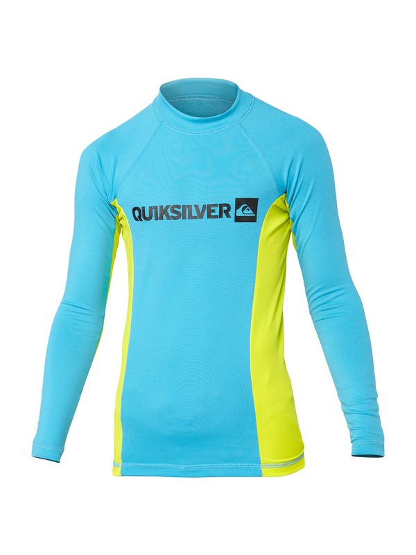 quiksilver, Boys Prime Long Sleeve Rashguard, CYAN/CITRIC ACID (xbbg) 0 Boys Prime Long Sleeve Rashguard AQBWR00043 Quiksilver