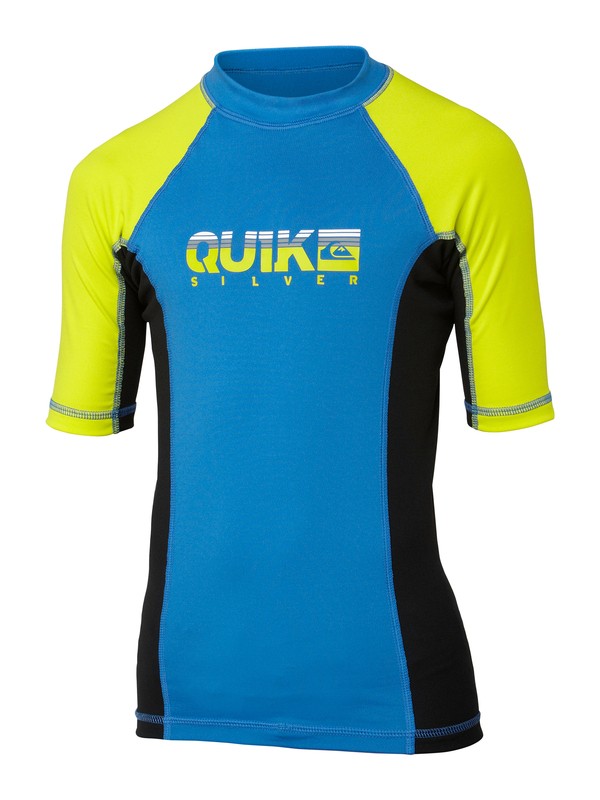 quiksilver, Boys Extra Extra Short Sleeve Rashguard, SNORKLE BLUE/CITRIC/BLACK (xbgk) 0 Boys Extra Extra Short Sleeve Rashguard AQBWR00044 Quiksilver
