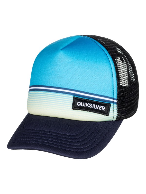 quiksilver, Baby Stripe Stare - Trucker Hat, CYAN BLUE (bkv0) 0 Baby Stripe Stare - Trucker Hat Blue AQIHA03081 Quiksilver