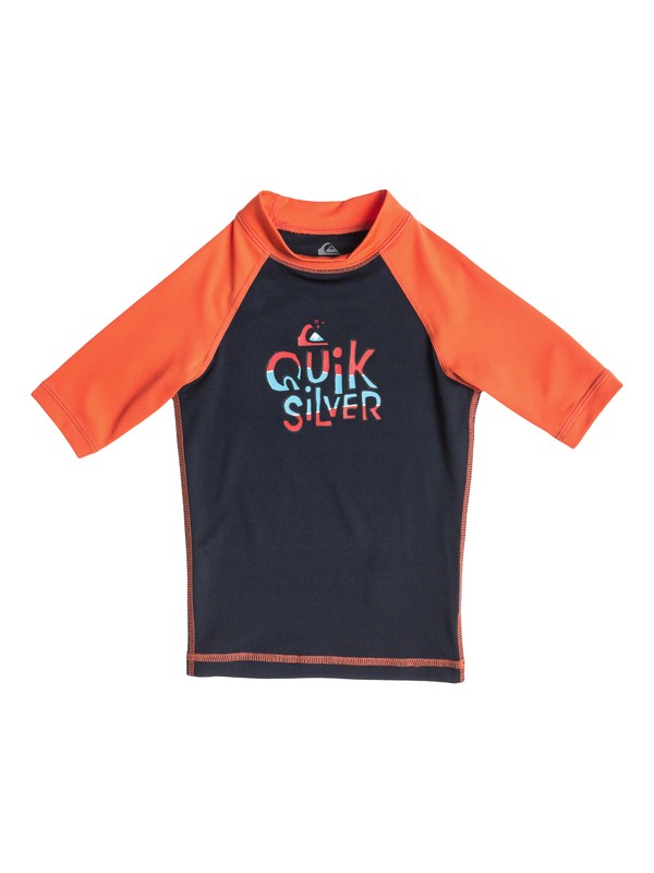 quiksilver, Boys 2-7 Free Play Short Sleeve Rashguard, NAVY BLAZER/MANDARIN RED (xbbn) 0 Boys 2-7 Free Play Short Sleeve Rashguard AQKWR03003 Quiksilver