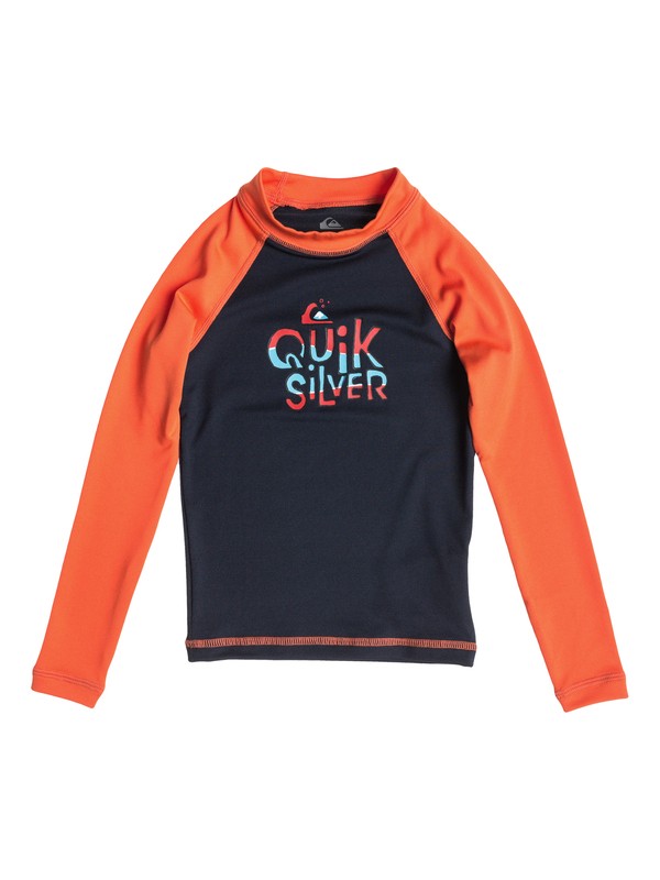quiksilver, Boys 2-7 Free Play Long Sleeve Rashguard, NAVY BLAZER/MANDARIN RED (xbbn) 0 Boys 2-7 Free Play Long Sleeve Rashguard AQKWR03004 Quiksilver