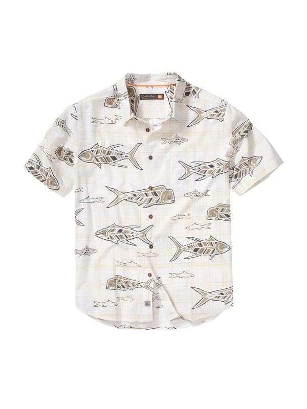 quiksilver, Men's Fisherman's Short Sleeve Shirt, WHITE (wbb0) 0 Men's Fisherman's Short Sleeve Shirt AQMWT00057 Quiksilver