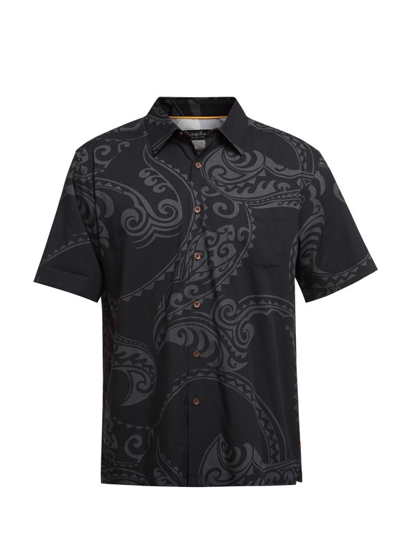 quiksilver, Men's Pali Bay Short Sleeve Shirt, BLACK (kvj0) 0 Men's Pali Bay Short Sleeve Shirt AQMWT03029 Quiksilver