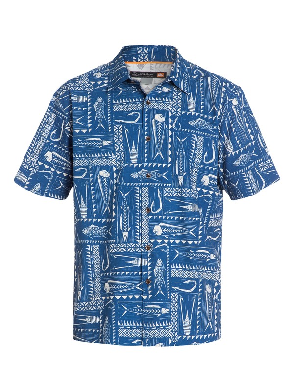 quiksilver, Men's Clifton Beach Short Sleeve Shirt, INDIGO (bqp0) 0 Men's Clifton Beach Short Sleeve Shirt AQMWT03050 Quiksilver
