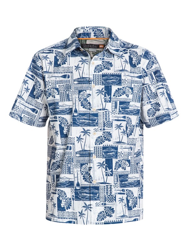 quiksilver, Men's Pacific Palms Short Sleeve Shirt, INDIGO (bqp0) 0 Men's Pacific Palms Short Sleeve Shirt AQMWT03054 Quiksilver