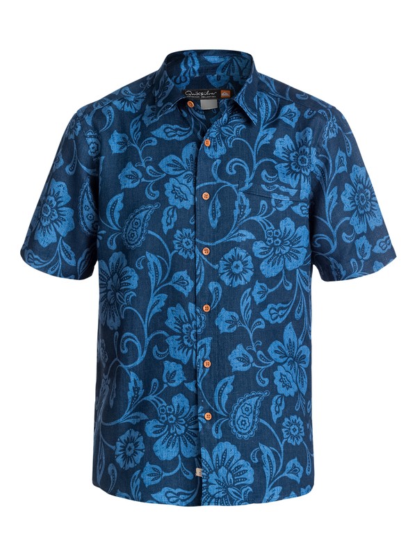 quiksilver, Men's Palm Coast Short Sleeve Shirt, ESTATE BLUE (bsw0) 0 Men's Palm Coast Short Sleeve Shirt AQMWT03087 Quiksilver