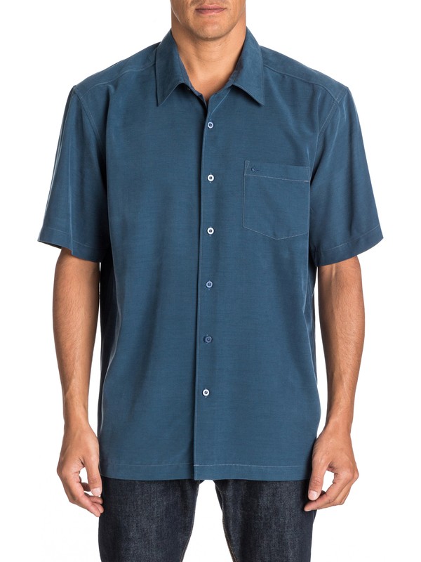 quiksilver, Waterman Clear Days Short Sleeve Shirt, NIGHT (bsn0) 0 Waterman Clear Days Short Sleeve Shirt Blue AQMWT03107 Quiksilver
