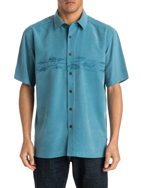 quiksilver, Men's Grassy Key Short Sleeve Shirt, REAL TEAL (bpr0) 0 Men's Grassy Key Short Sleeve Shirt AQMWT03133 Quiksilver
