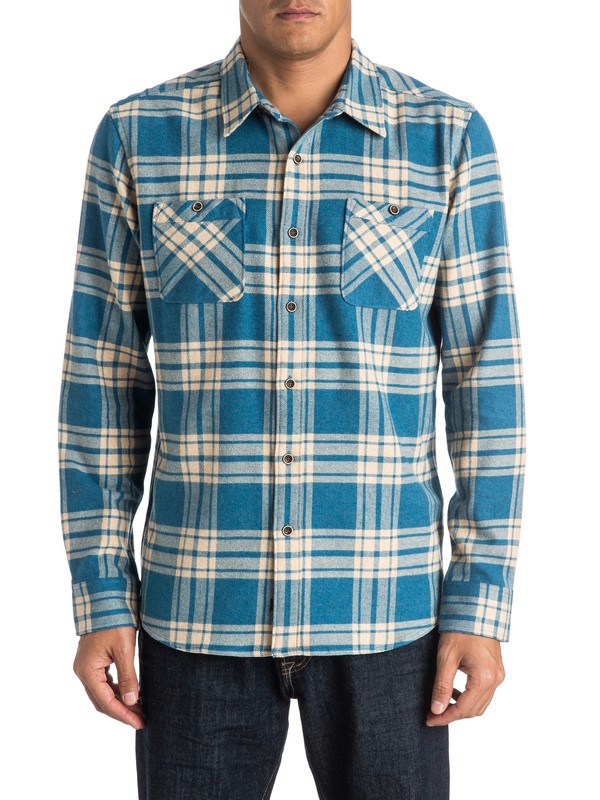 quiksilver, Waterman Worthy Vessel Flannel - Long Sleeve Shirt, MOROCCO BLUE (bsg0) 0 Waterman Worthy Vessel Flannel - Long Sleeve Shirt AQMWT03247 Quiksilver
