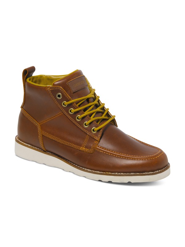 quiksilver, Sheffield Leather Boots, BROWN/BROWN/WHITE (xccw) 0 Sheffield Leather Boots AQYB700007 Quiksilver