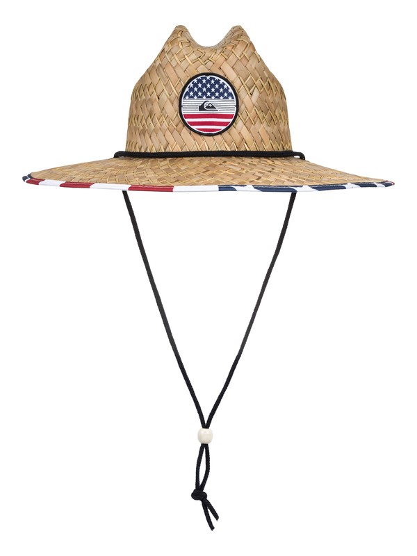 quiksilver, Outsider America Straw Lifeguard Hat, BRIGHT COBALT (bpc0) 0 Outsider America Straw Lifeguard Hat AQYHA04077 Quiksilver