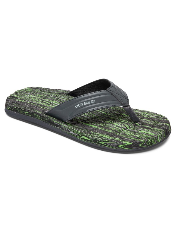 quiksilver, Monkey Texture - Flip-Flops, GREY/GREY/GREEN (xssg) 0 Monkey Texture - Flip-Flops AQYL100370 Quiksilver