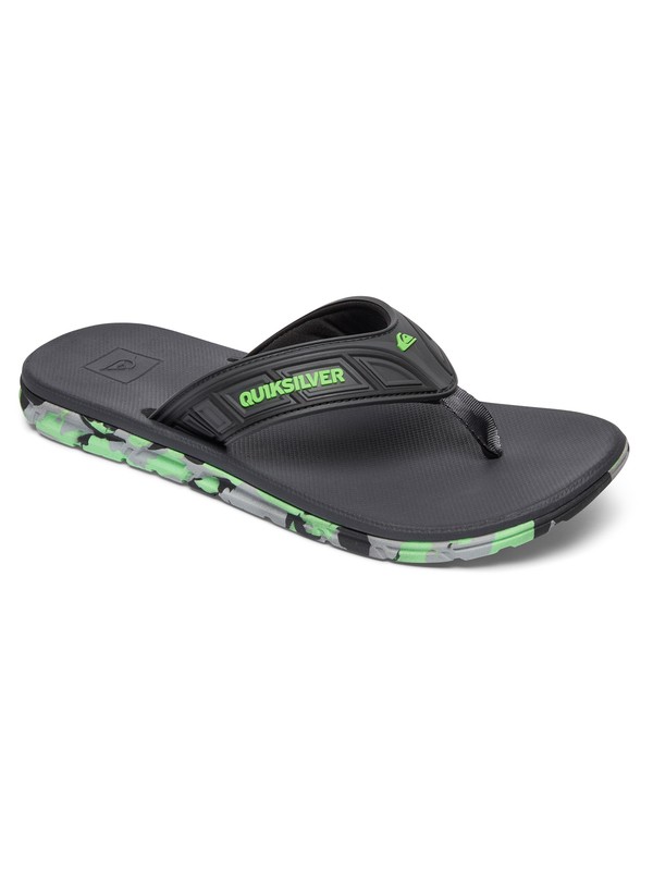 quiksilver, Flow - Flip-Flops, GREY/GREY/GREEN (xssg) 0 Flow - Flip-Flops AQYL100411 Quiksilver