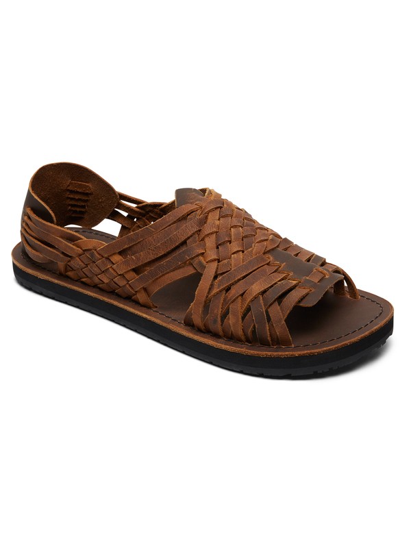 quiksilver, Hurache - Leather Sandals for Men, BROWN/BROWN/BLACK (xcck) 0 Hurache - Leather Sandals for Men Brown AQYL100781 Quiksilver