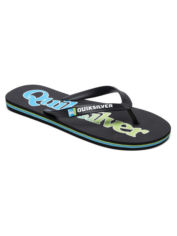quiksilver, Molokai Wordmark Fineline Flip-Flops, BLACK/GREEN/BLUE (xkgb) 0 Molokai Wordmark Fineline Flip-Flops Black AQYL100810 Quiksilver