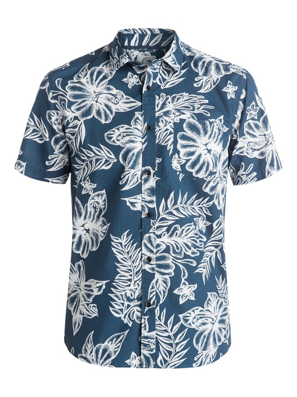 quiksilver, Island Time Short Sleeve Shirt, ISLAND TIME DARK DENIM (brq6) 0 Island Time Short Sleeve Shirt AQYWT03042 Quiksilver