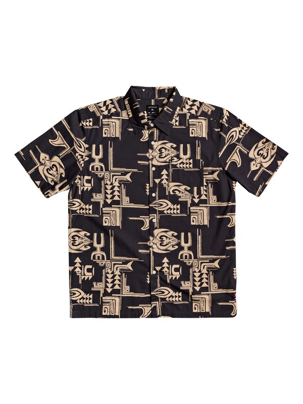 quiksilver, HI Dweller Printed Short Sleeve Shirt, HIDWELLEREBONY (ksd1) 0 HI Dweller Printed Short Sleeve Shirt Black AQYWT03201 Quiksilver