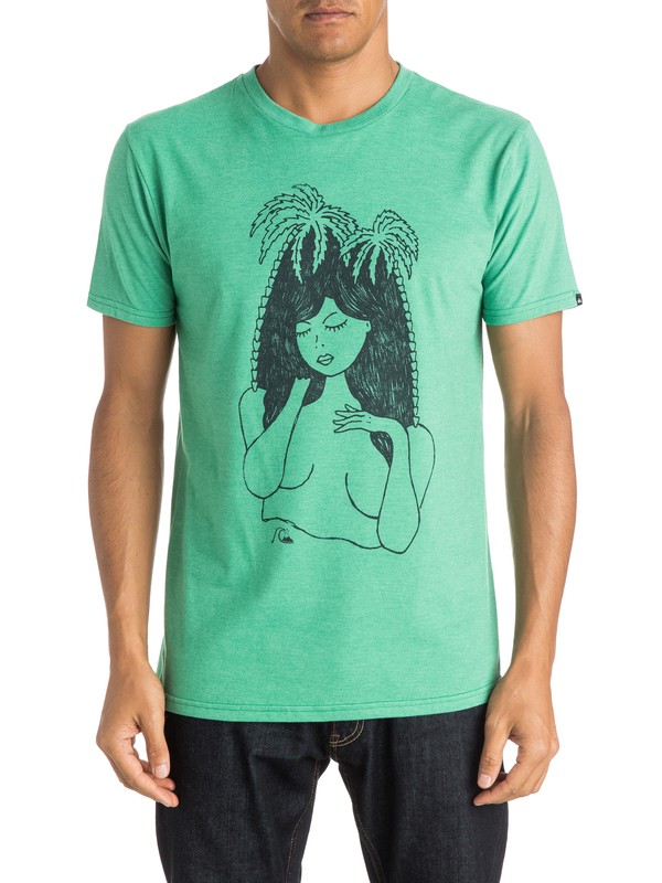 quiksilver, Palm Dreaming T-Shirt, PINE GREEN HEATHER (gprh) 0 Palm Dreaming T-Shirt AQYZT03995 Quiksilver