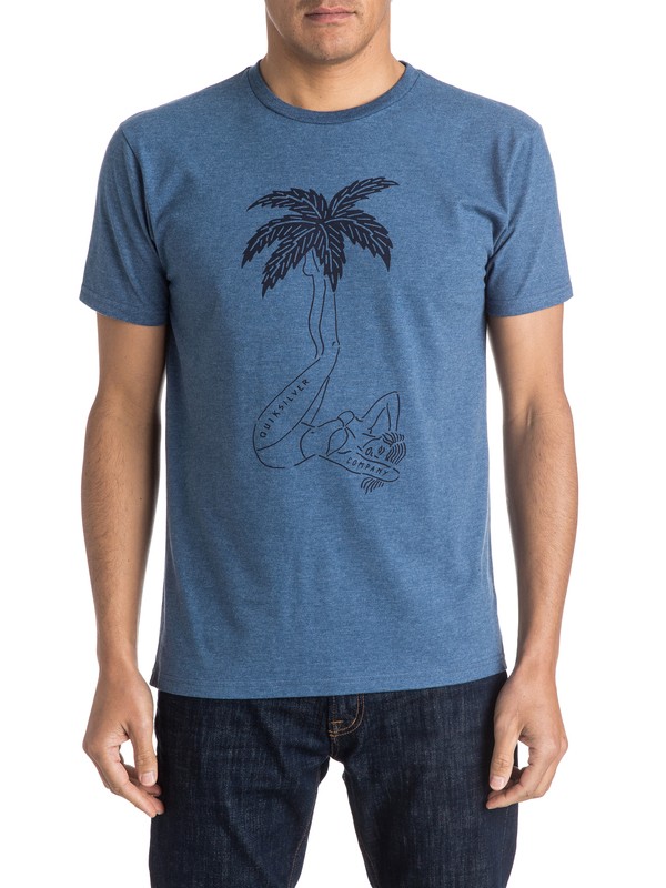 quiksilver, Wet Palms Tee, DARK DENIM HEATHER (brqh) 0 Wet Palms Tee AQYZT04122 Quiksilver