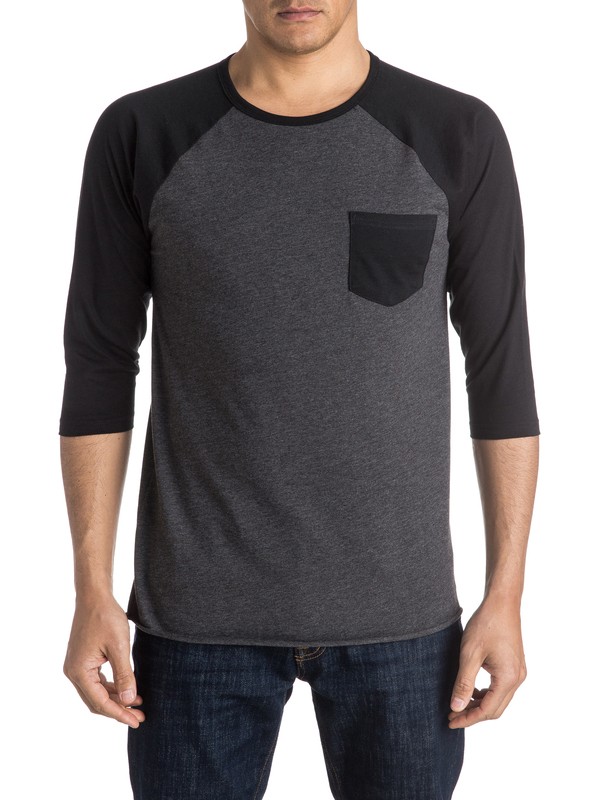 quiksilver, Raglan 3/4 Sleeve Tee, CHARCOAL HEATHER (ktah) 0 Raglan 3/4 Sleeve Tee AQYZT04179 Quiksilver