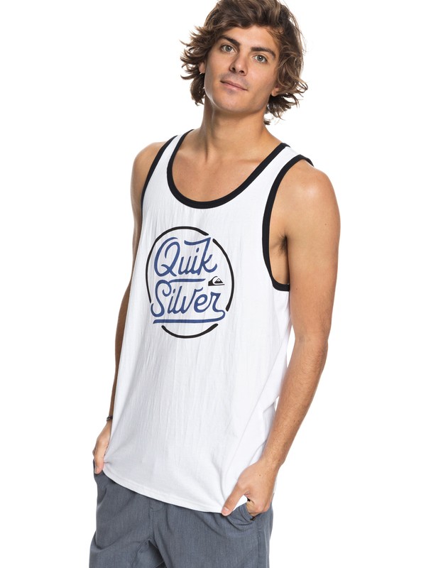 quiksilver, Circle Script Vest, WHITE/BLACK (xwwk) 0 Circle Script Vest White AQYZT05458 Quiksilver