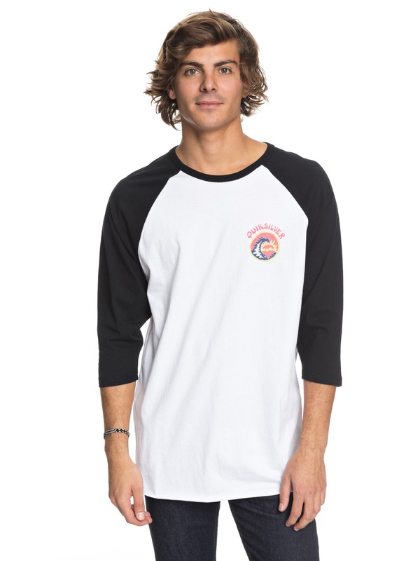 quiksilver, Men Hollow Sessions Camiseta Manga 3/4, WHITE/BLACK (xwwk) 0 Men Hollow Sessions Camiseta Manga 3/4 Blanco AQYZT05463 Quiksilver