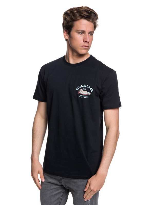 quiksilver, Men's Fish And Chicks Tee, BLACK (kvj0) 0 Men's Fish And Chicks Tee Black AQYZT05550 Quiksilver