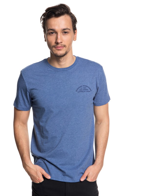 quiksilver, Men's Quik Worldwide Tee, BIJOU BLUE HEATHER (bngh) 0 Men's Quik Worldwide Tee Blue AQYZT05556 Quiksilver