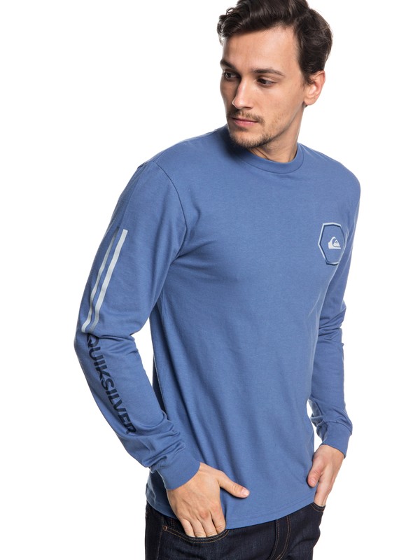 quiksilver, Men's Swell Symmetry Long Sleeve Tee, BIJOU BLUE (bng0) 0 Men's Swell Symmetry Long Sleeve Tee Blue AQYZT05565 Quiksilver