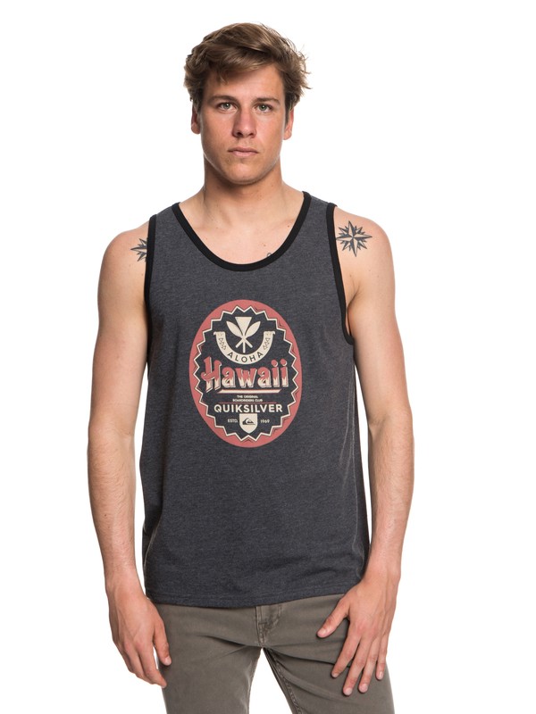 quiksilver, HI BEER TANK MJ0, CHARCOAL HEATHER (ktah) 0 HI BEER TANK MJ0 Black AQYZT05606 Quiksilver