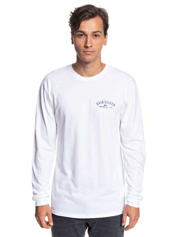 quiksilver, Simple Color Long Sleeve Tee, WHITE (wbb0) 0 Simple Color Long Sleeve Tee White AQYZT05784 Quiksilver