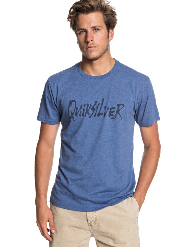 quiksilver, Scriptual Tee, BIJOU BLUE HEATHER (bngh) 0 Scriptual Tee Blue AQYZT05926 Quiksilver